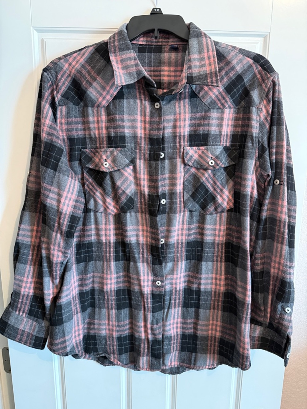 Women’s Button Down Flannel Shirt Long  Sleeve Plaid Blouse Top